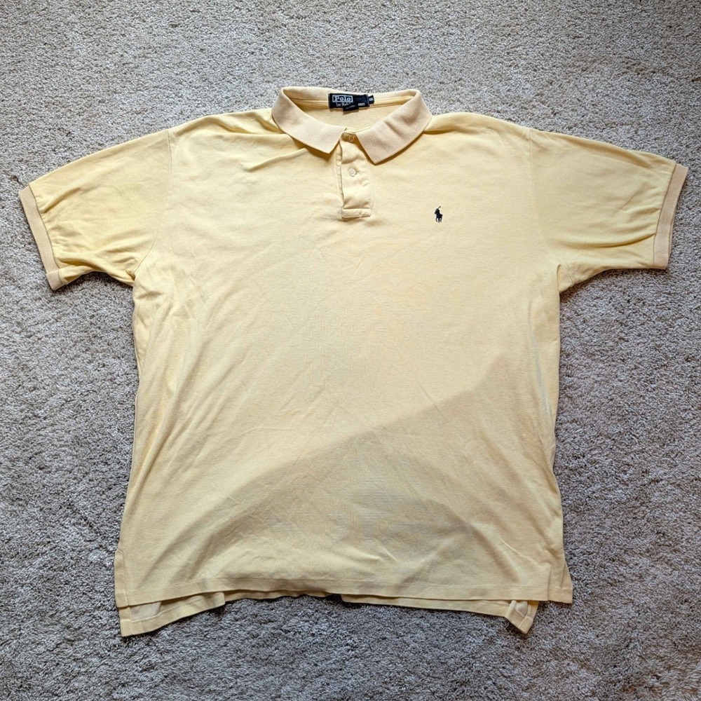 Polo Ralph Lauren Polo Shirt Mens XXL Yellow Vintage Made in USA Cotton Pique